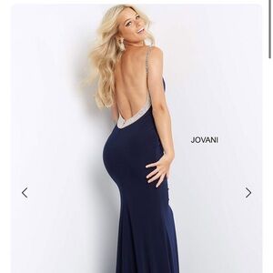 Jovani Deep Blue Backless Gown prom dress senior prom senior ball